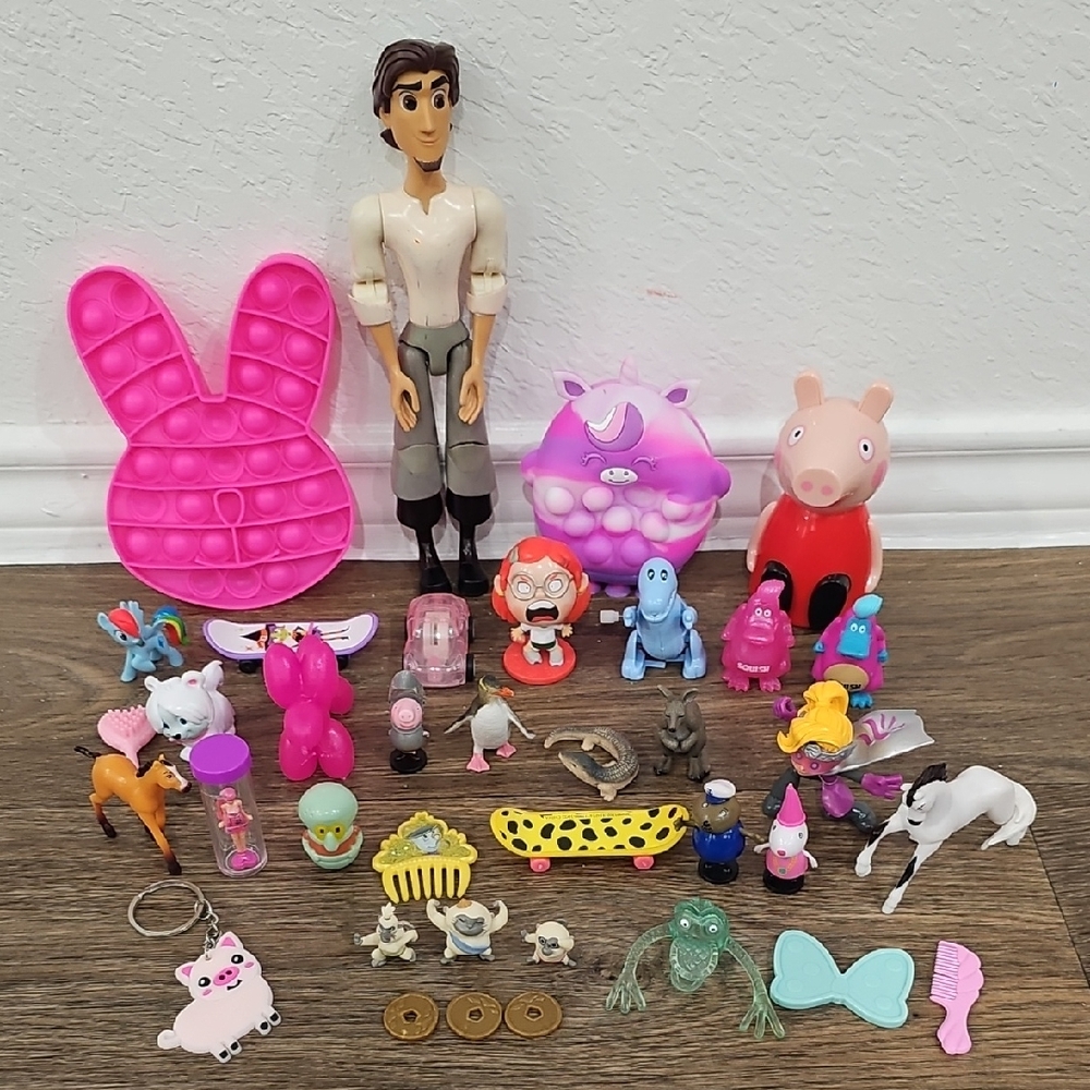 Lot Of Peppa Pig, Red Panda, Disney Raya, And Other Toys